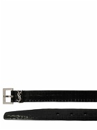 SAINT LAURENT - 3cm Croc Embossed Leather Belt