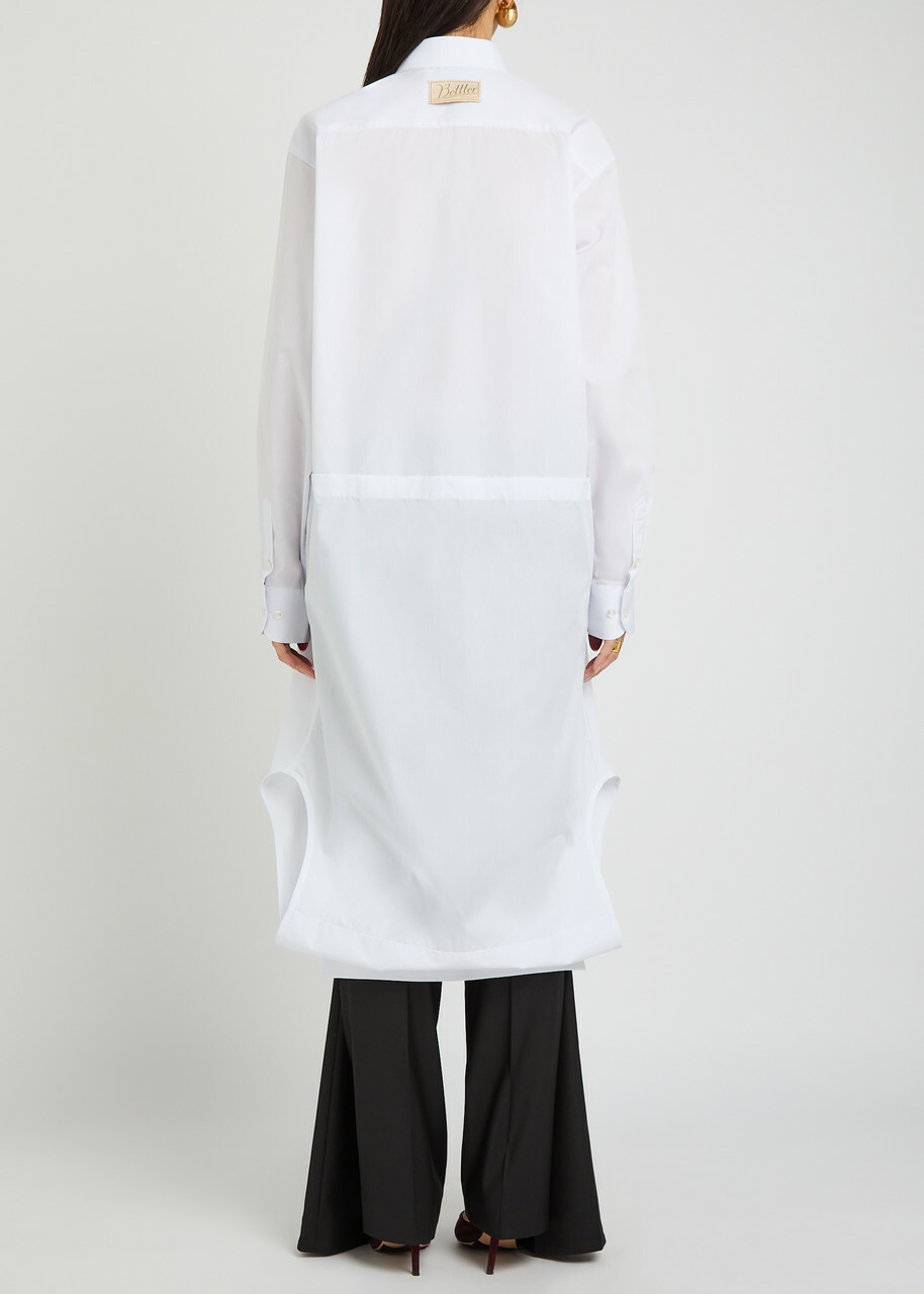 Bettter Double-shirt Cotton-blend Poplin Midi Dress White