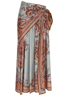Zimmermann Aster Scarf Printed Silk Midi Skirt Blue