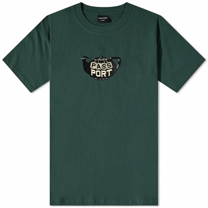 Photo: Pass~Port Men's Tea~Pot Embroidery T-Shirt in Forest Green