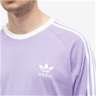 Adidas Men's Long Sleeve 3-Stripes T-Shirt in Magic Lilac