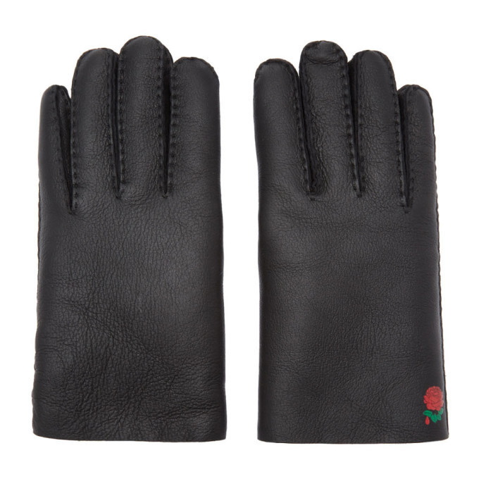 Photo: Undercover Black Shearling Rose Gloves