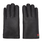 Undercover Black Shearling Rose Gloves