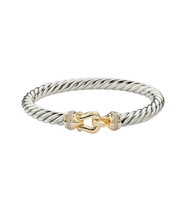 Photo: David Yurman Cable Flex® Buckle sterling silver and 14kt gold bracelet with diamonds