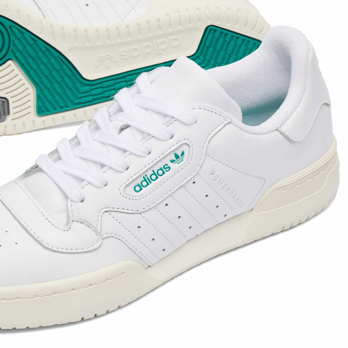Adidas Men's Powerphase Sneaker in White/Green/Off-White