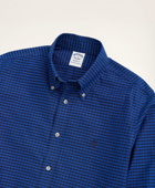 Brooks Brothers Men's Stretch Regent Regular-Fit Sport Shirt, Non-Iron Gingham Oxford | Blue