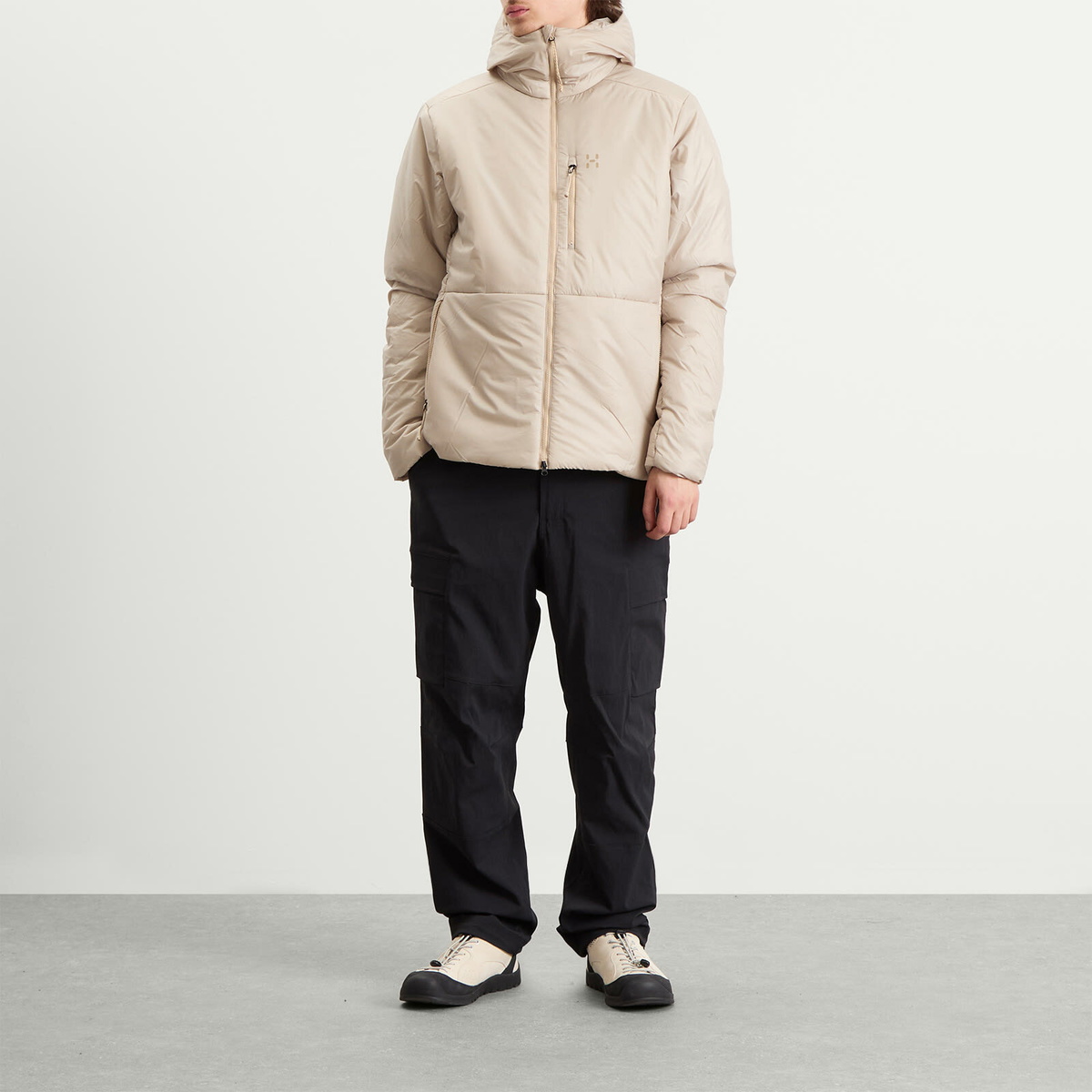 Haglöfs Men's Breeze Mimic Insulated Hooded Jacket in Chalk Beige