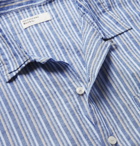 Universal Works - Elton 2 Striped Cotton and Linen-Blend Shirt - Blue