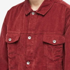 YMC Men's Cord Breakfast Club Jacket in Burgundy