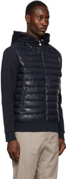 Moncler Navy Down Zip-Up Hoodie