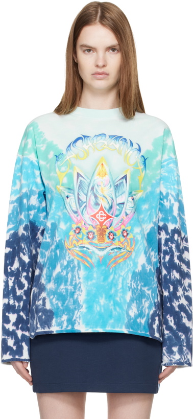 Photo: Casablanca Blue Surf Lotus Tie Dye Long Sleeve T-shirt