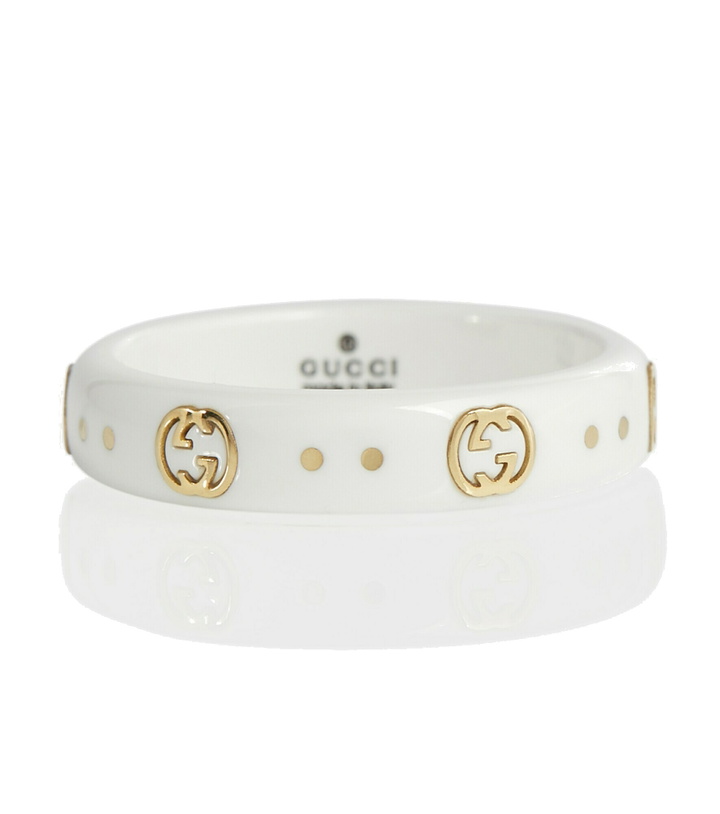 Photo: Gucci - Icon 18kt gold-plated ring with zirconia