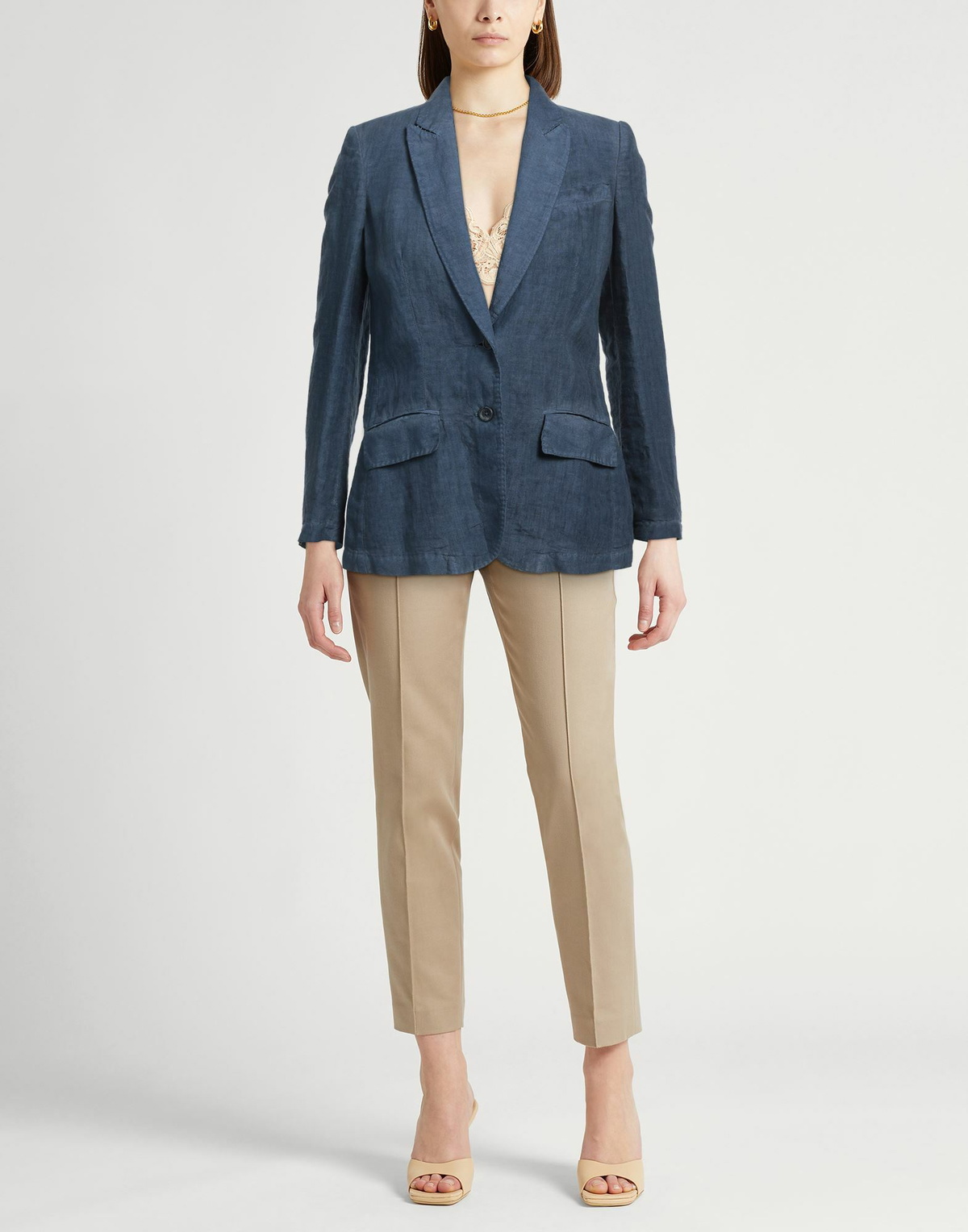120% Lino Womens Blazer in Navy