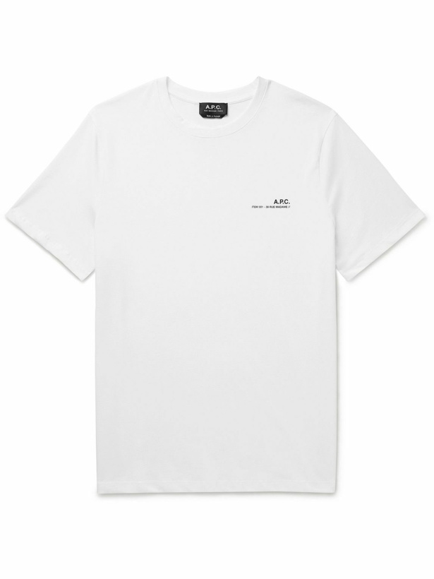 Photo: A.P.C. - Item Logo-Print Cotton-Jersey T-Shirt - White