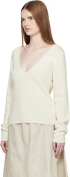 MM6 Maison Margiela Off-White V-Neck Wool Sweater