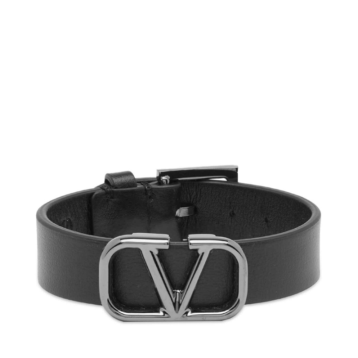 Photo: Valentino Men's Rockstud Leather Bracelet in Nero