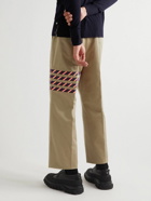 Thom Browne - Straight-Leg Striped Satin-Trimmed Cotton-Twill Trousers - Neutrals