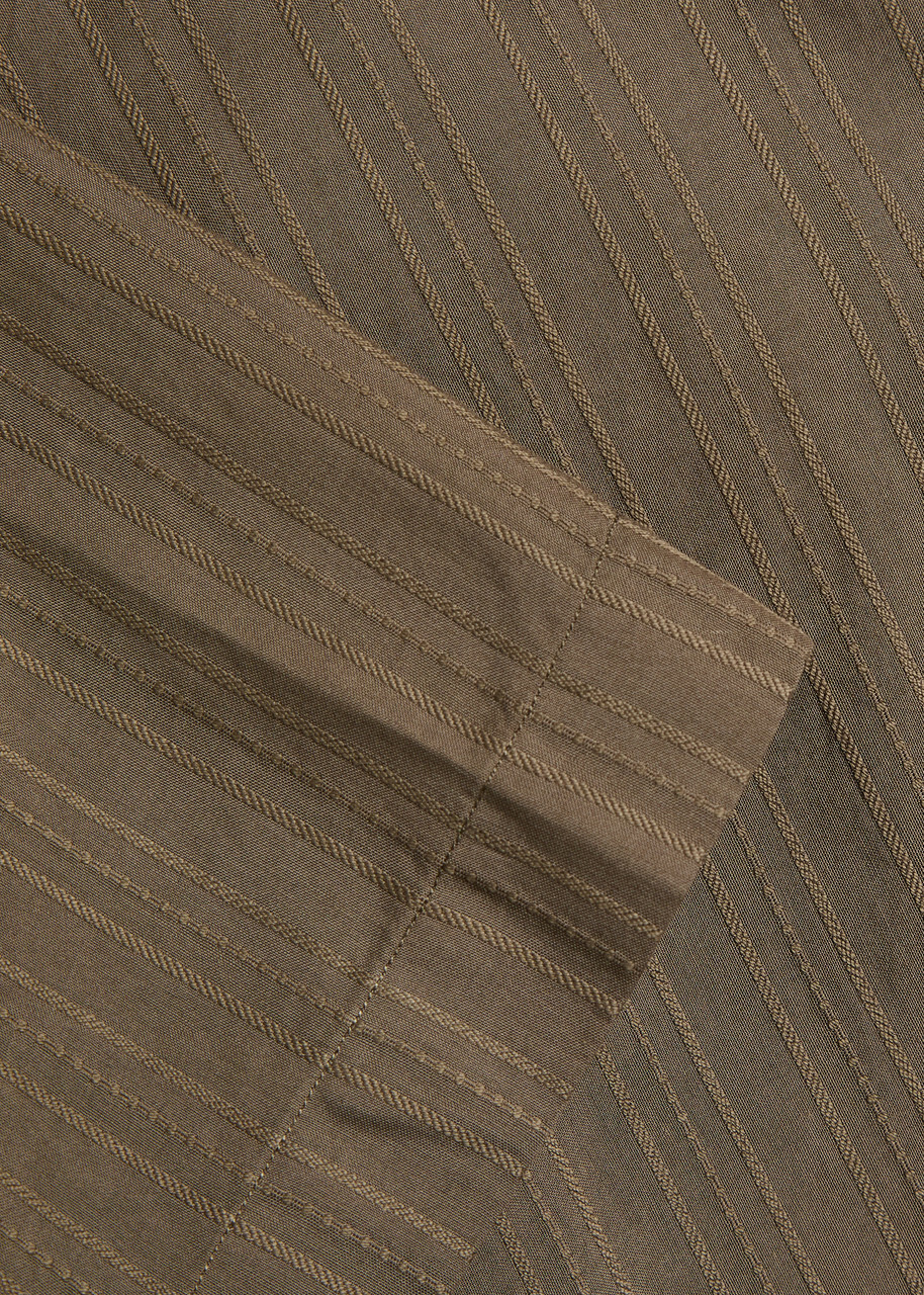 Sunspel Striped Embroidered Cotton Shirt Brown