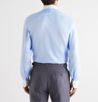 Kingsman - Turnbull & Asser Slim-Fit Penny-Collar Striped Herringbone Cotton Shirt - Blue