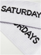 Saturdays NYC - Logo-Intarsia Ribbed Cotton-Blend Socks