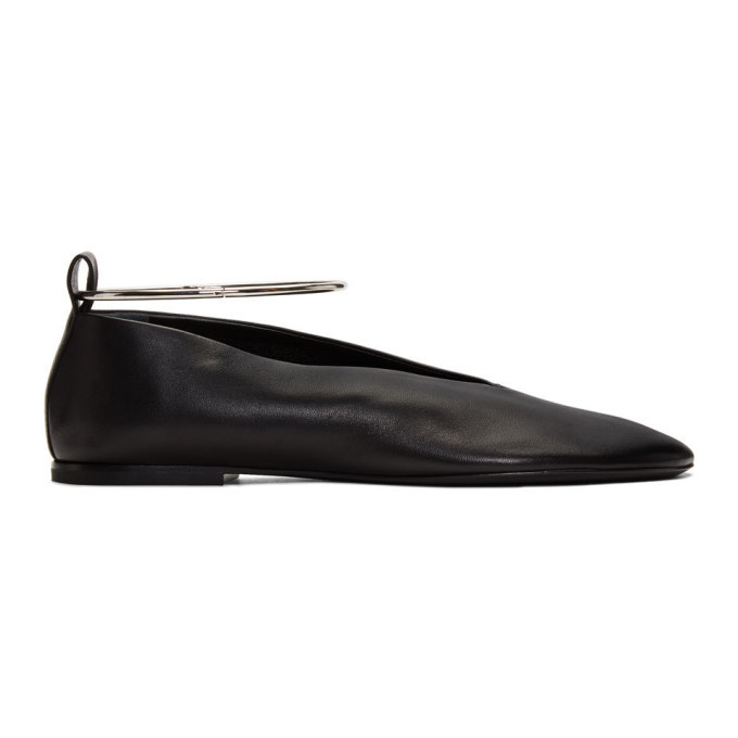 Jil Sander Black Ankle Cuff Ballerina Flats Jil Sander