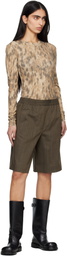 GANNI Brown Light Wool Melange Boxer Shorts