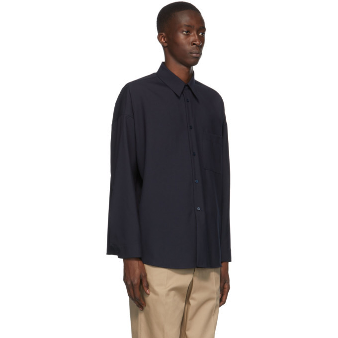 Marni Navy Tropical Wool Shirt Marni