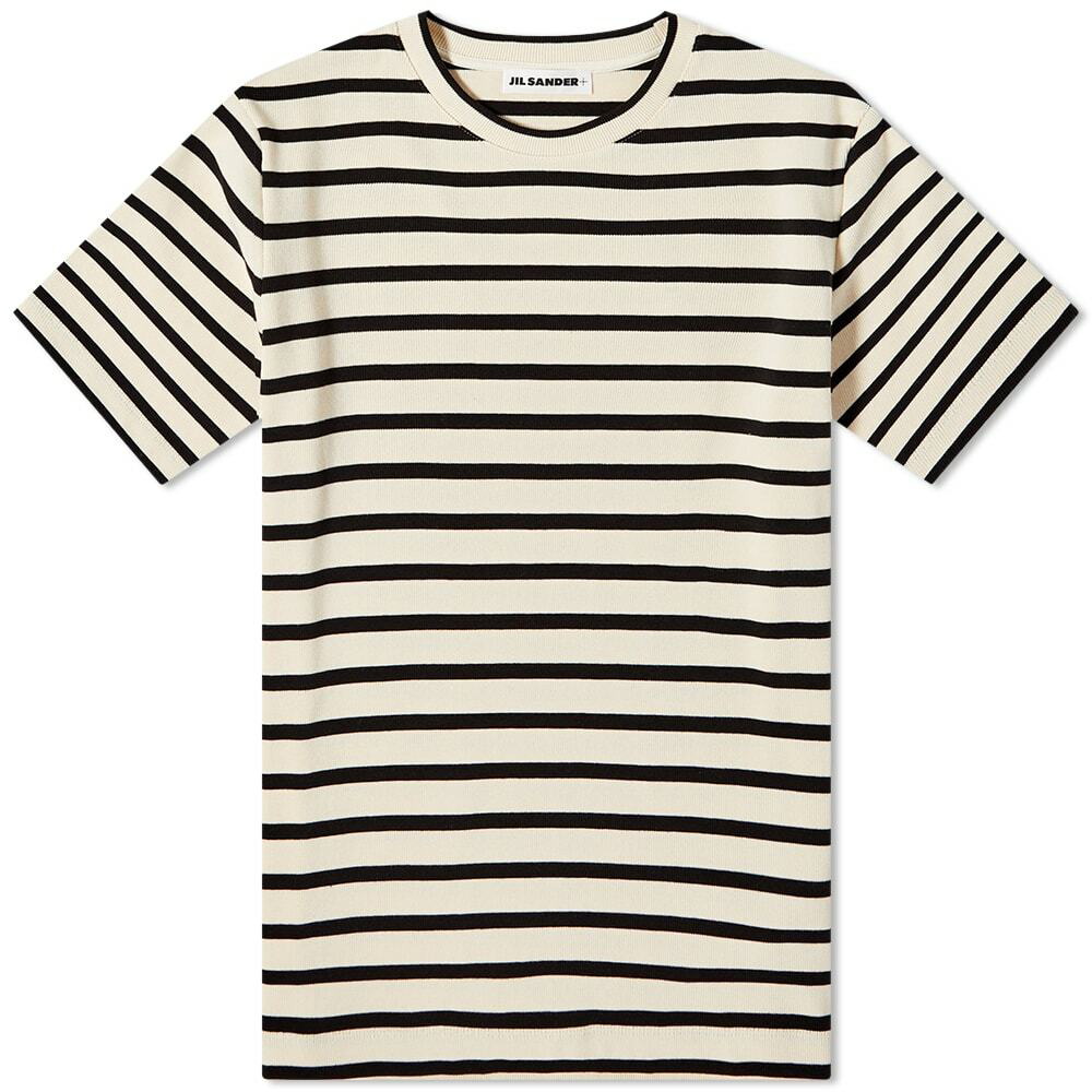 Jil Sander Women's Stripe Logo T-Shirt in Open Grey Jil Sander