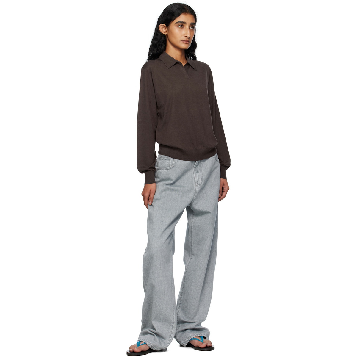 6397 Brown Long Sleeve Polo