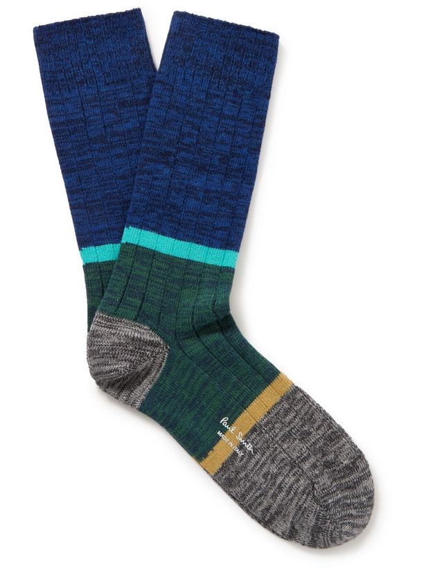 Photo: Paul Smith - Colour-Block Ribbed Cotton-Blend Socks