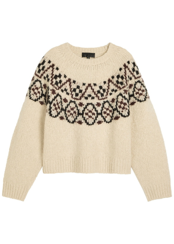 Photo: Nili Lotan Chrissy Patterned Cashmere and Silk-blend Jumper Beige