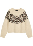 Nili Lotan Chrissy Patterned Cashmere and Silk-blend Jumper Beige