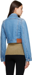 Victoria Beckham Blue Shrunken Denim Jacket