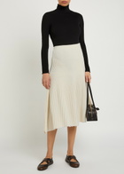 Alaïa Twisted Asymmetric Wool and Cashmere-blend Midi Skirt White