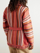 Alanui - Ushuaia Stories Baja Striped Fringed Wool Cardigan - Red