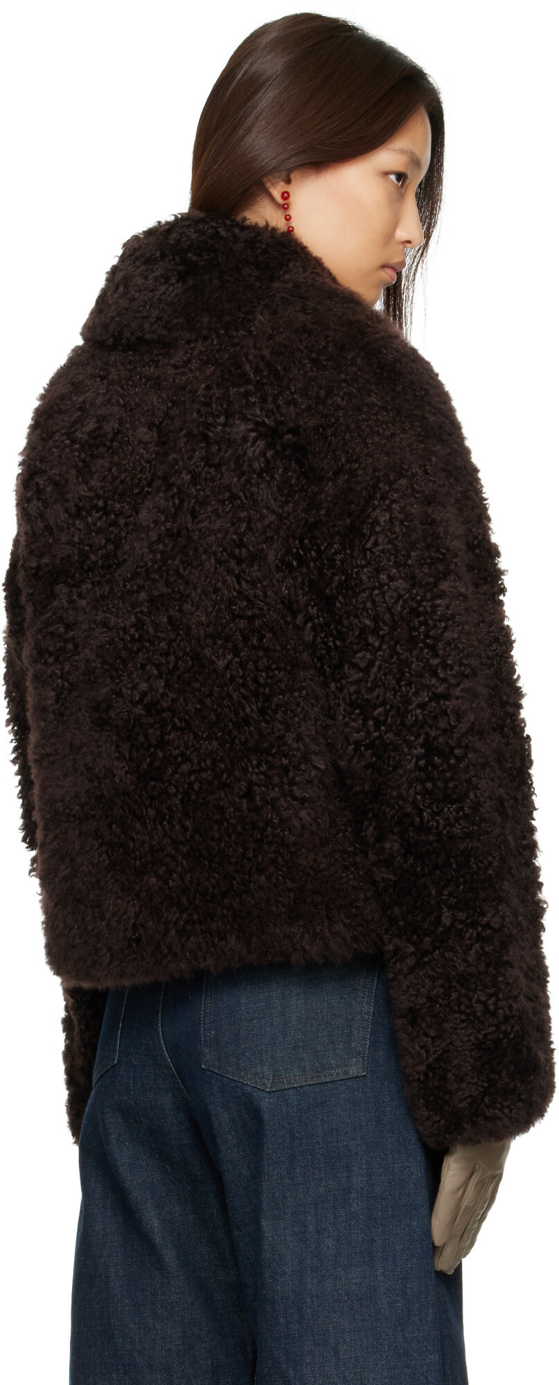 Yves Salomon Brown Lambskin Merino Jacket