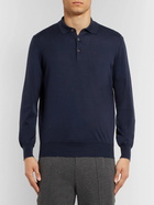 Brunello Cucinelli - Knitted Cotton Polo Shirt - Blue