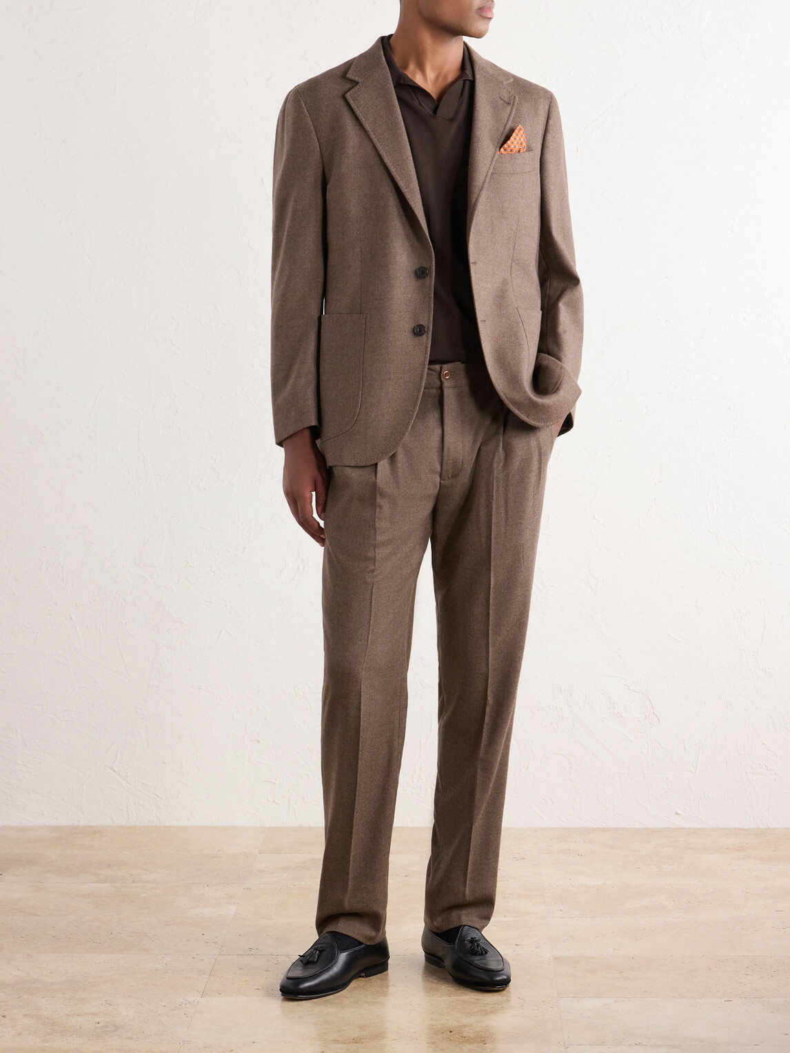 Rubinacci - Convertible Tapered Drawstring Virgin Wool-Flannel Trousers - Brown