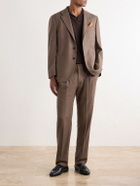 Rubinacci - Convertible Tapered Drawstring Virgin Wool-Flannel Trousers - Brown