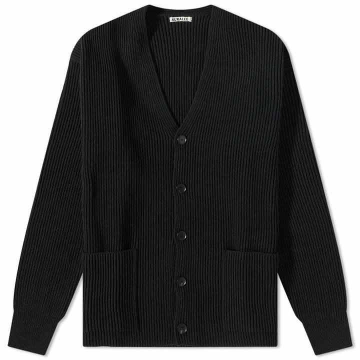 Photo: Auralee Men's Rib Knit Cardigan in Black