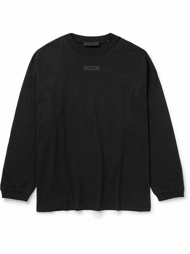 Photo: FEAR OF GOD ESSENTIALS - Oversized Logo-Appliquéd Cotton-Jersey T-Shirt - Black
