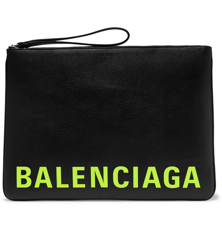 Photo: Balenciaga - Logo-Print Full-Grain Leather Pouch - Black