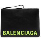 Balenciaga - Logo-Print Full-Grain Leather Pouch - Black