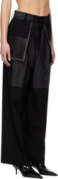 Feng Chen Wang Black Deconstructed Patchwork Trousers
