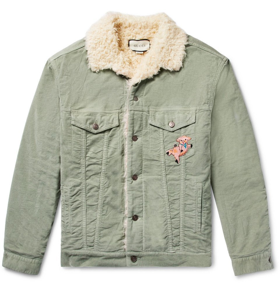 Gucci corduroy jacket with buttons embroidery sale