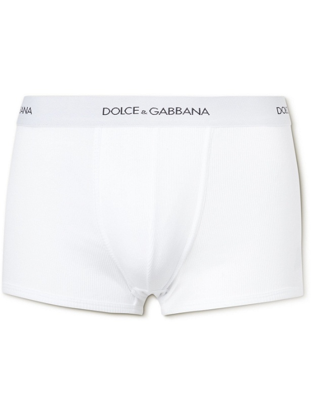 Photo: DOLCE & GABBANA - Ribbed Cotton Boxer Briefs - White - 3