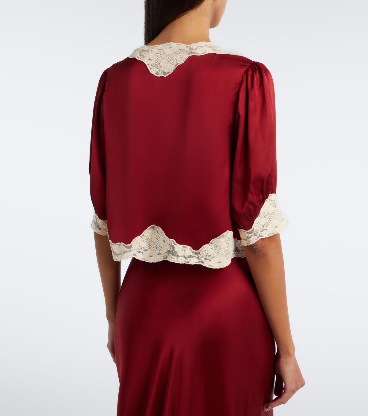 Rixo Ursula lace-trimmed satin blouse
