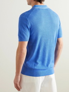 Polo Ralph Lauren - Logo-Embroidered Cotton and Linen-Blend Polo Shirt - Blue