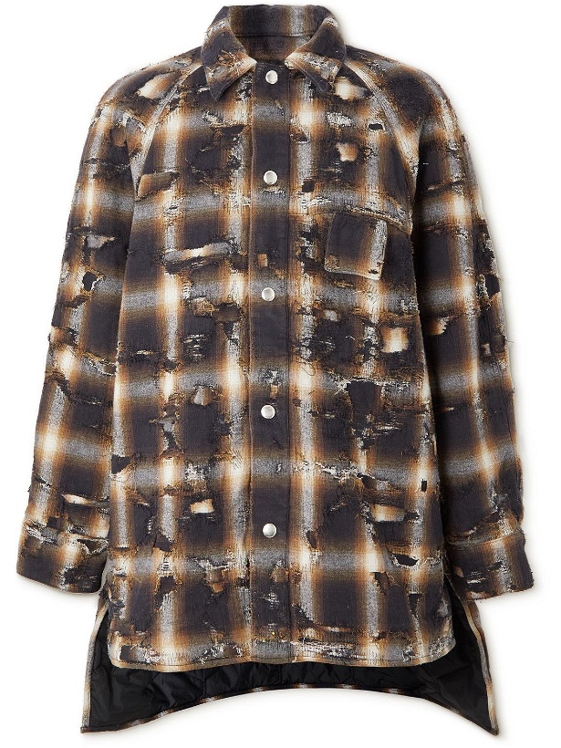 Photo: Givenchy - Distressed Checked Quilted Cotton-Flannel Shirt Jacket - Brown