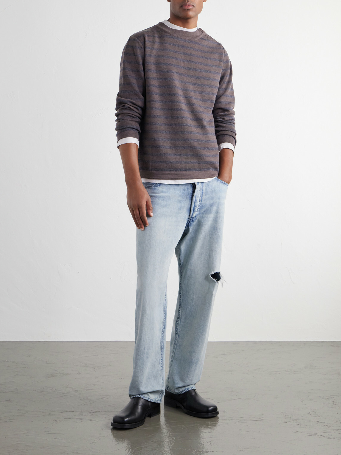 S.N.S. Herning - Naval Striped Virgin Wool Sweater - Brown